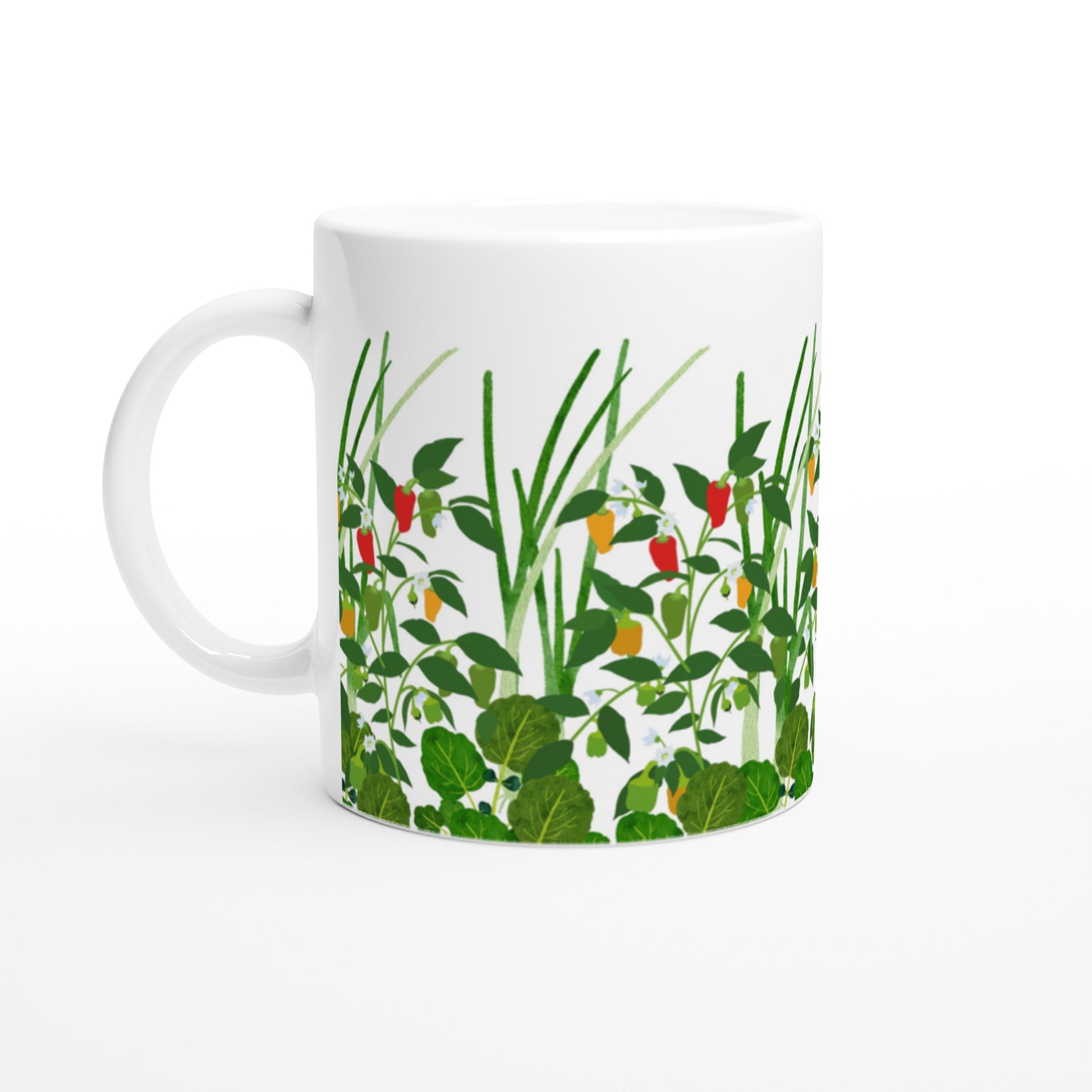 Taza con diseño de plantas del huerto