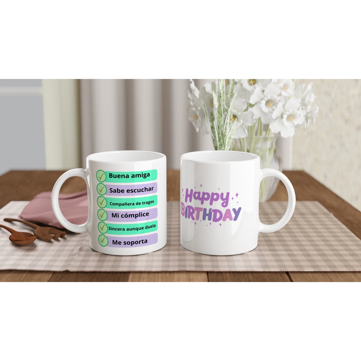 Taza de feliz cumpleaños para una buena amiga