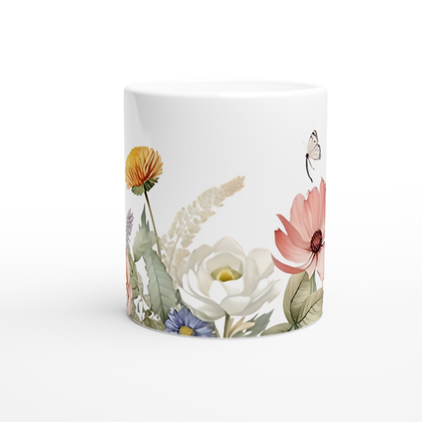 Taza de café con diseño de flores