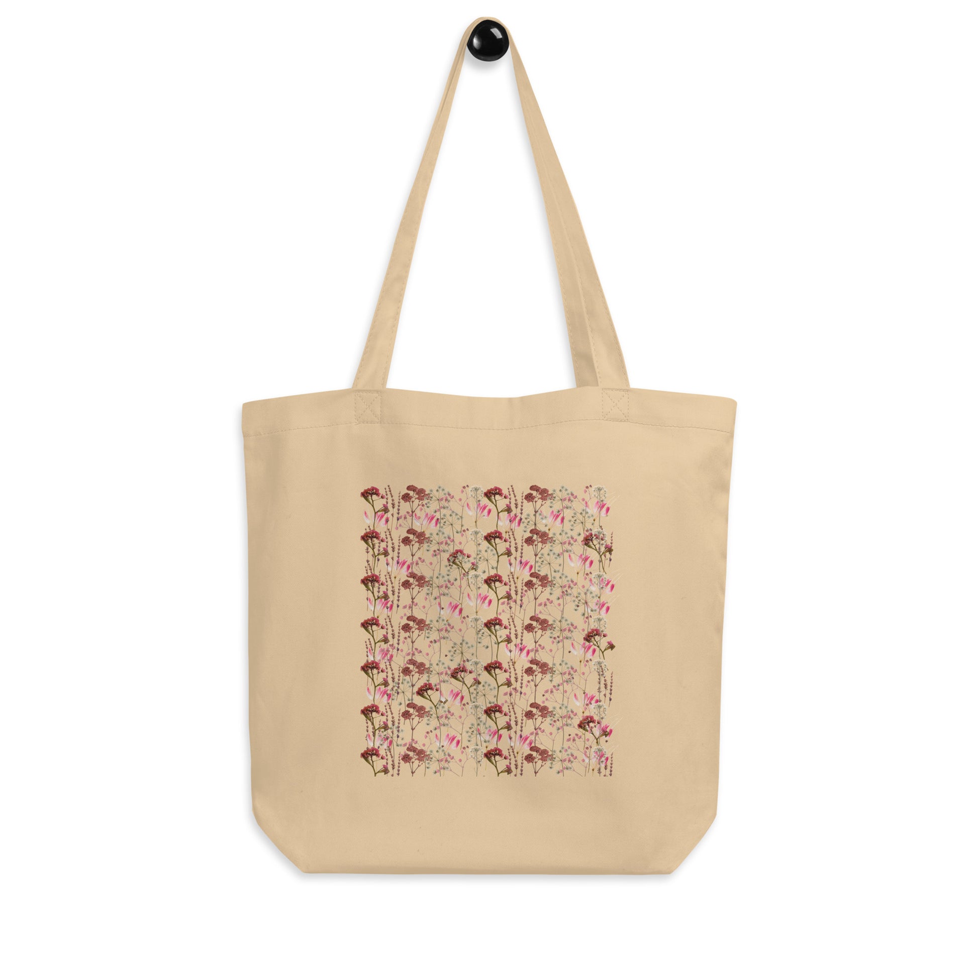 Bolso shopper tela con diseño bonito de flores prensadas