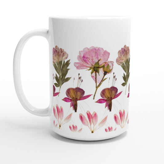 TAZA GRANDE DE CAFÉ CON FLORES SECAS