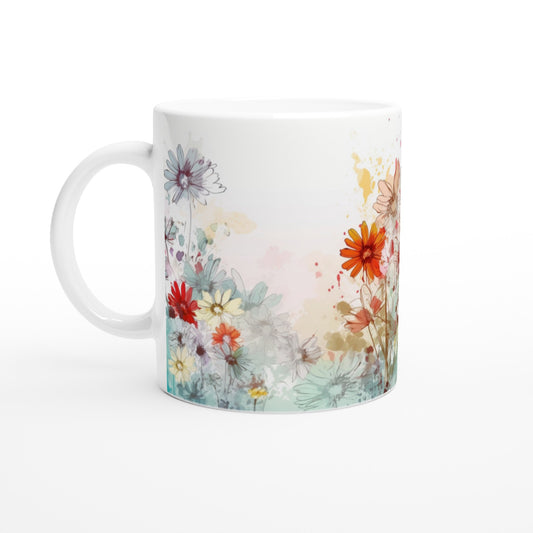 Taza floral con acuarela