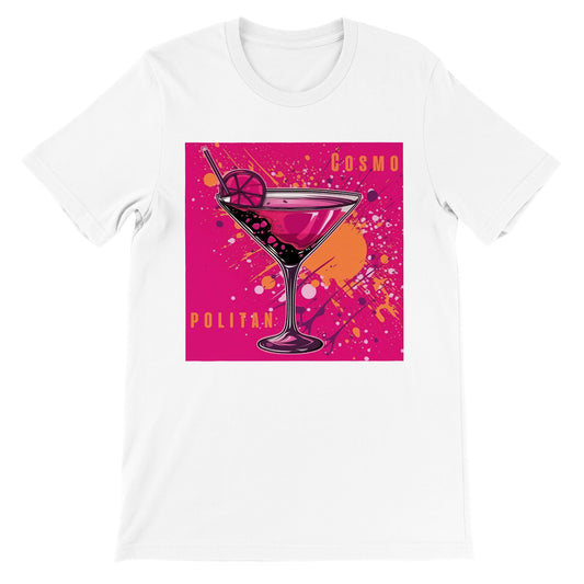 Camiseta blanca con cóctel cosmopolitan de diseño