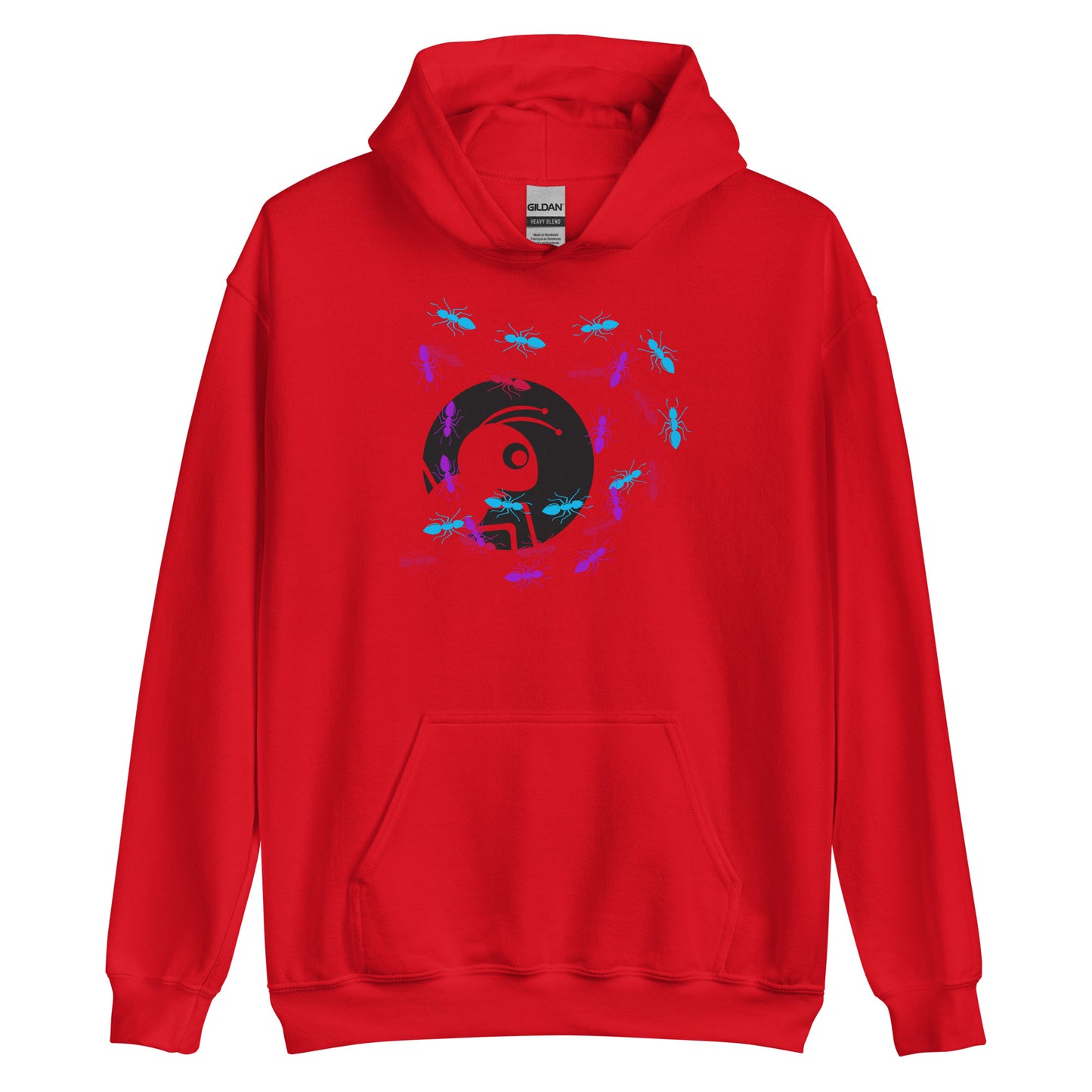 Sudadera roja hombre con diseño llamativo de hormigas