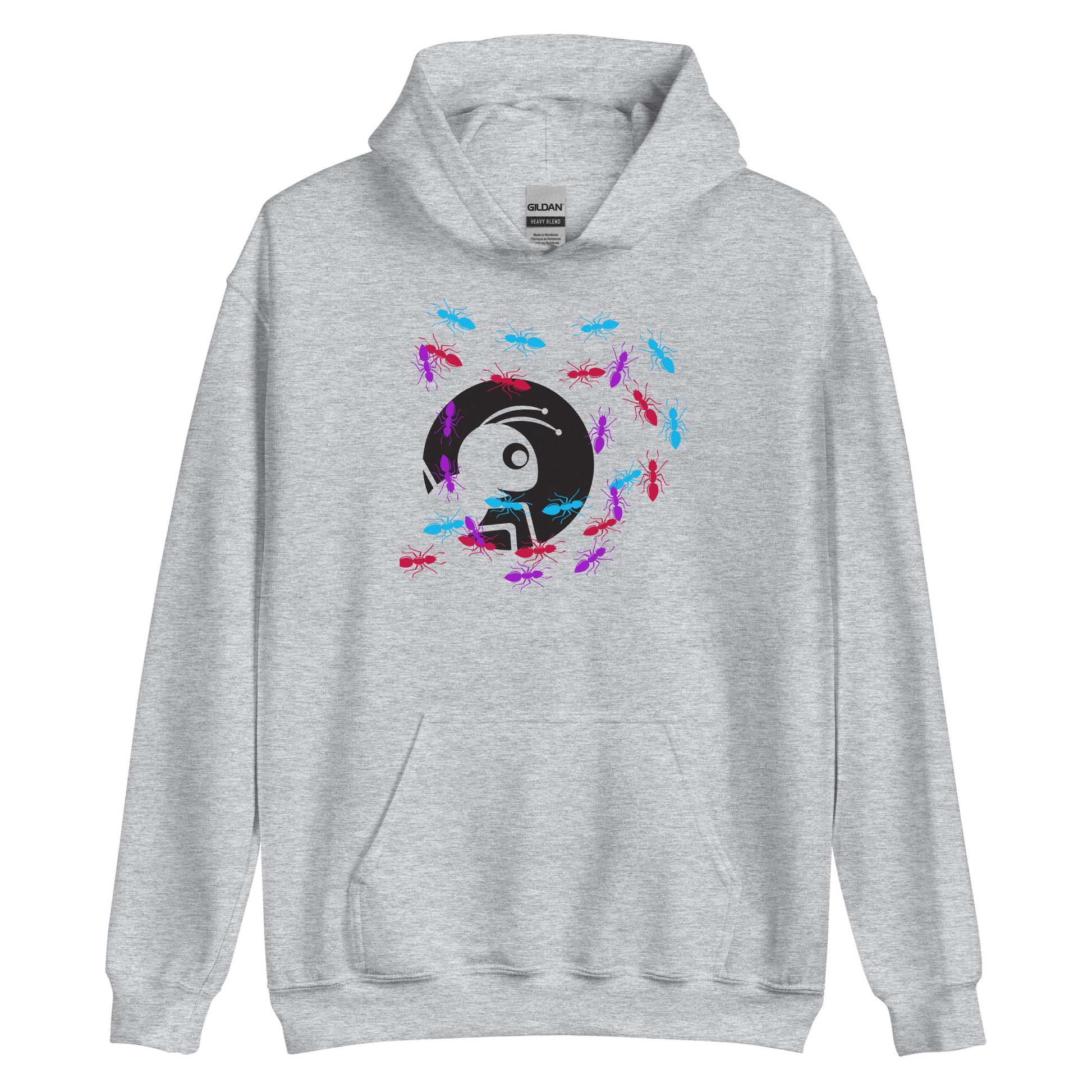 Sudadera gris hombre con diseño de hormigas